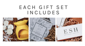 Wax Melt Gift Set Including Wax Melts, Ceramic Wax Burner, Tea lights, and Custom Matches